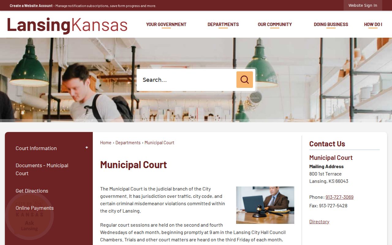 Official Lansing Municipal Court information page