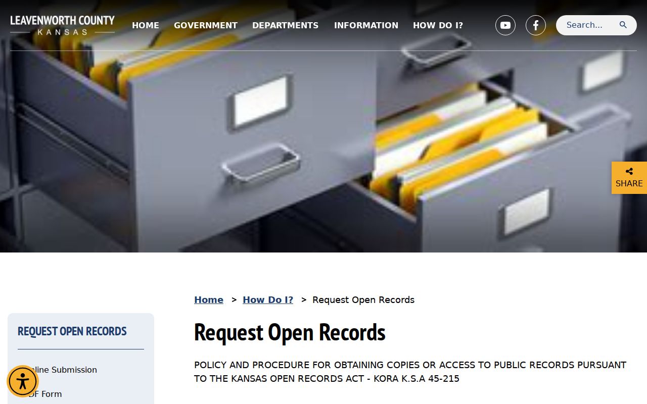 Leavenworth County court records and county open-records policy