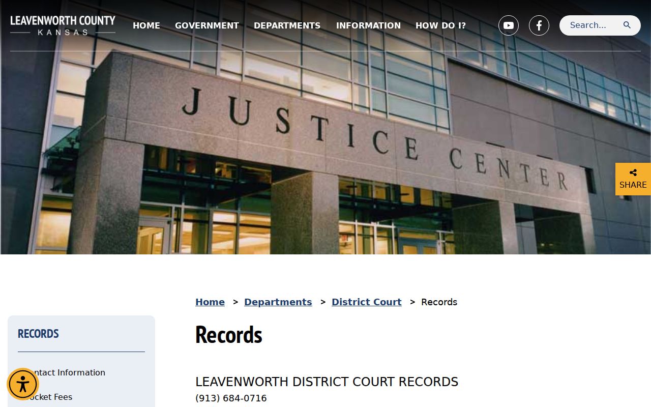 Leavenworth County court case records district clerk request page