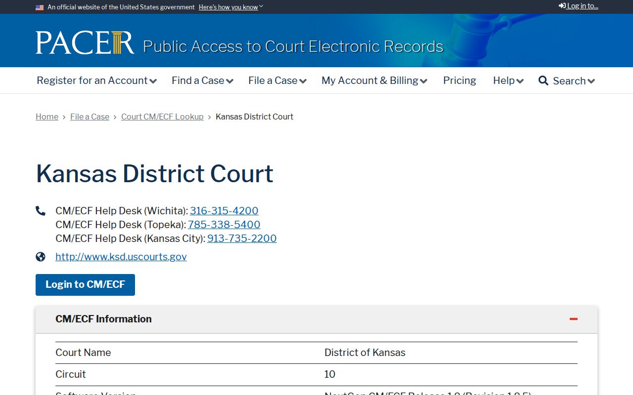 Leavenworth County court records District of Kansas CM ECF lookup