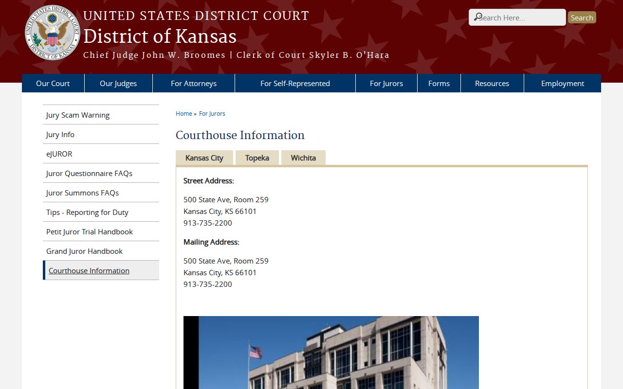 Leavenworth County court case records federal courthouse locations