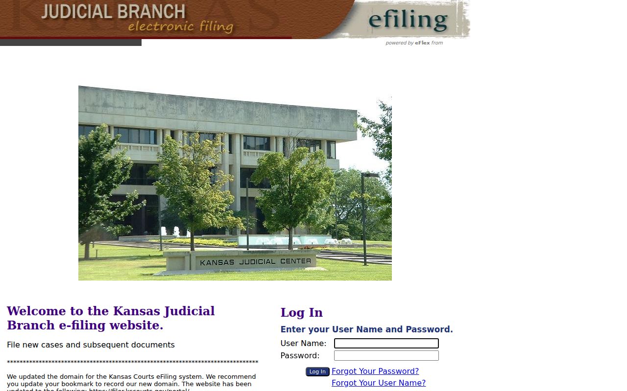 Kansas eFlex authorized court filing portal