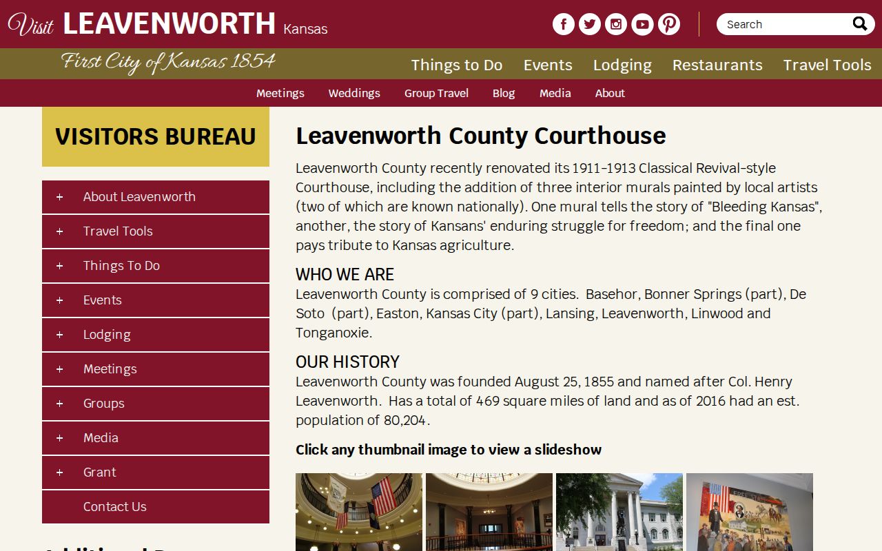 Leavenworth County court docket courthouse history page