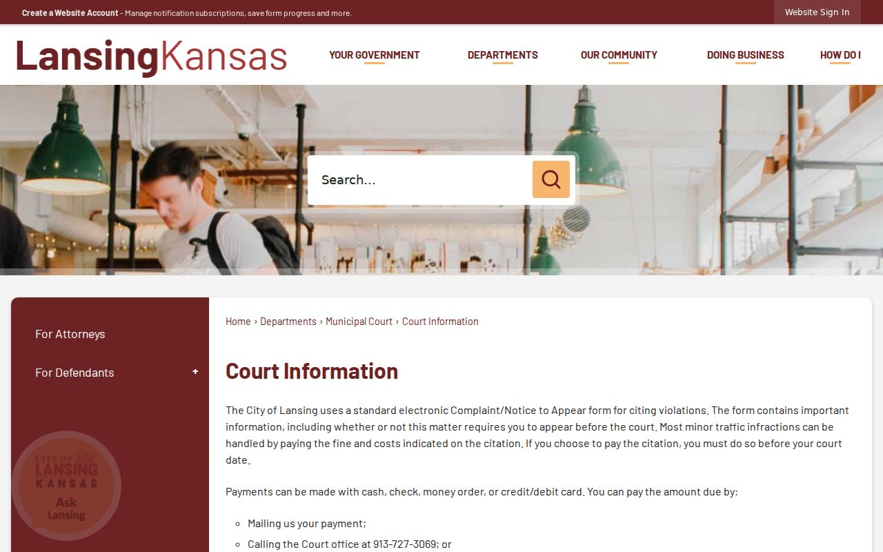 Leavenworth County traffic court records Lansing information