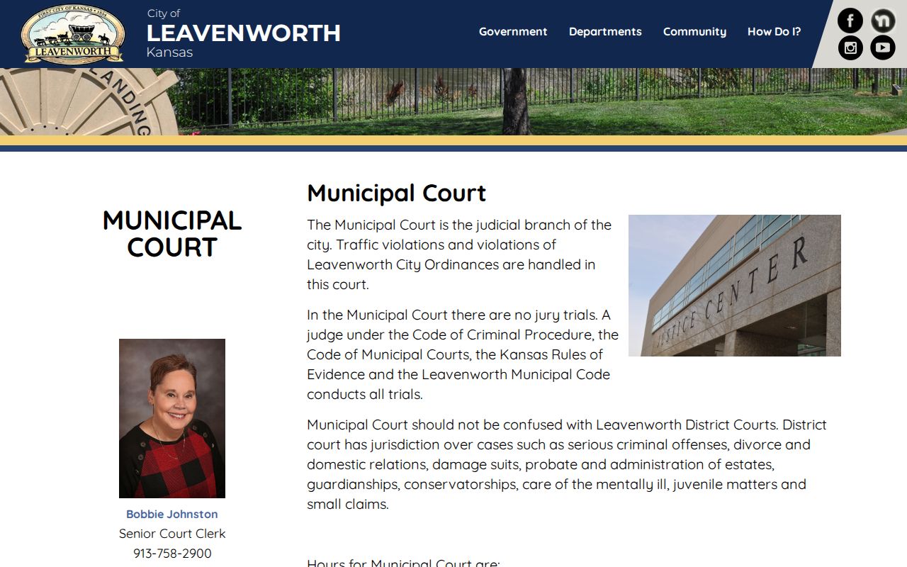 Leavenworth County traffic court records municipal court